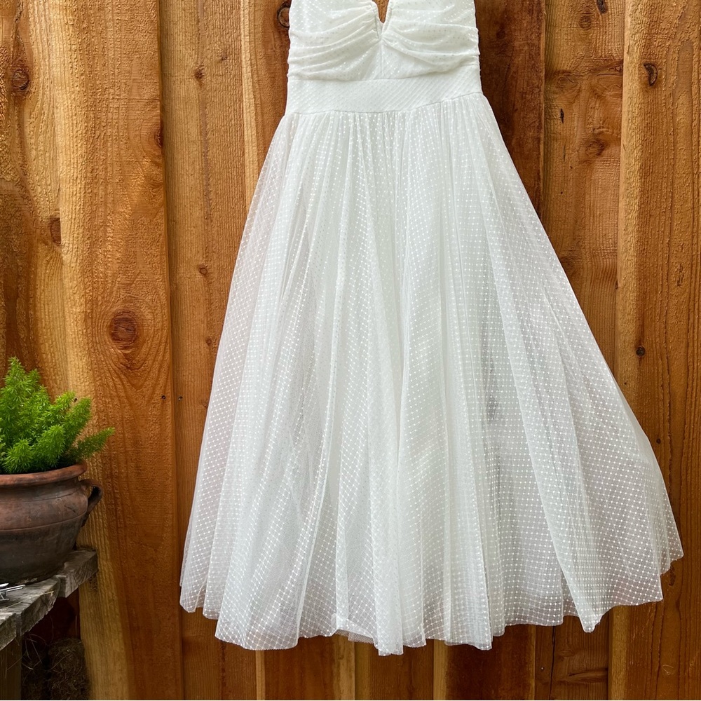 Lulu's White Swiss Dot Midi Dress - Picture 5 of 12